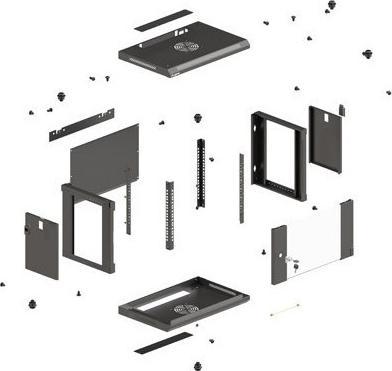 Image du produit Lanberg 19 6HE 540x350 schwarz Wandmontage Rackschrank mit Glastür (Flat Pack) (10.86 HE, Rack 19 pouces)