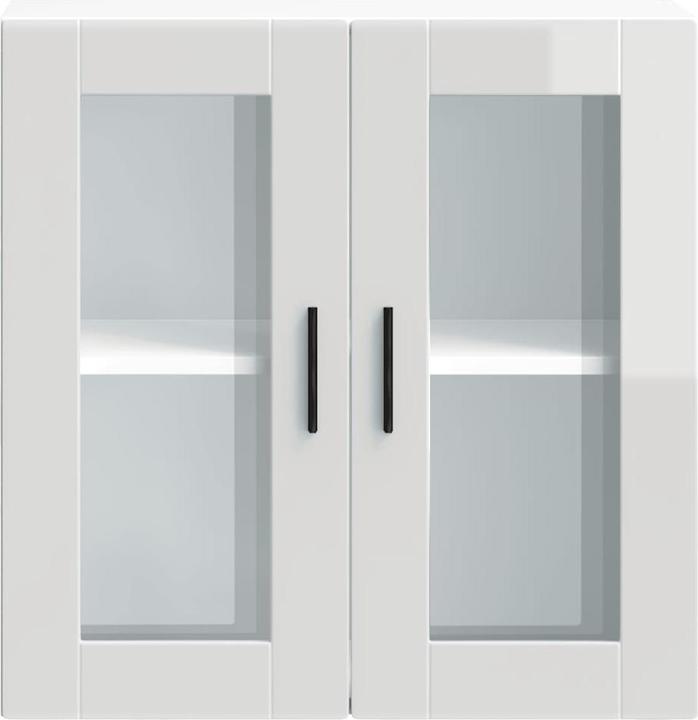 Produktbild VidaXL Küchen-Hängeschrank mit Glastür Porto Hochglanz-Weiss Wandschrank Küche (60 x 31 x 60 cm)