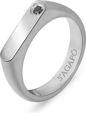 Sagapo S'Agapo Men's Steel Ring With Black Zircon Tag Me Too Stg33 (67)