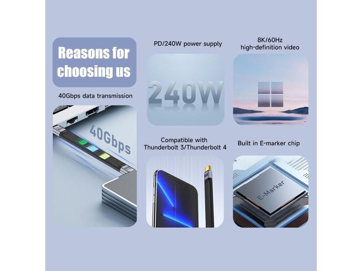Immagine prodotto PowerGuard USB C – USB C (0.10 m, USB 4.0, 240 W)