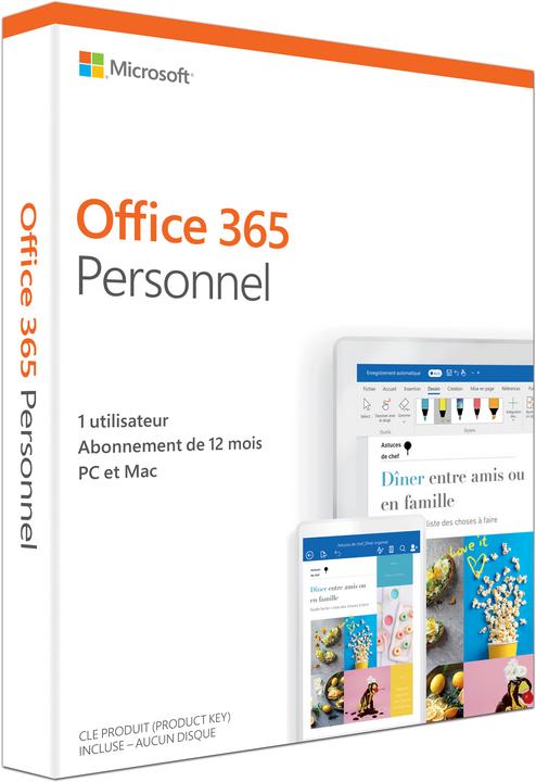 Actual product image Microsoft Office 365 Personal French (1 User, 12 months)