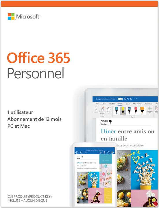 Actual product image Microsoft Office 365 Personal French (1 User, 12 months)