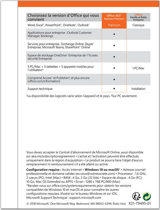 Produktbild Microsoft Office 365 Business Premium Französisch (1 User, 12 Monate)