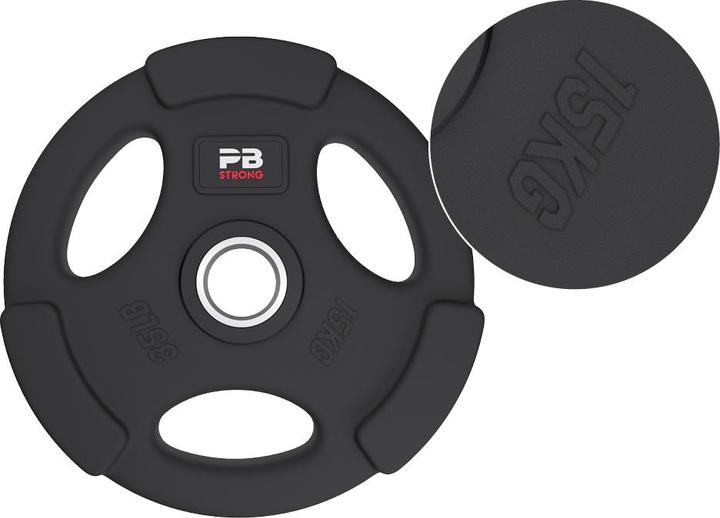 Actual product image Perform Better PB Strong 3-Handle Weight Plate Rubberised Black (pcs) (1 x 15 kg)