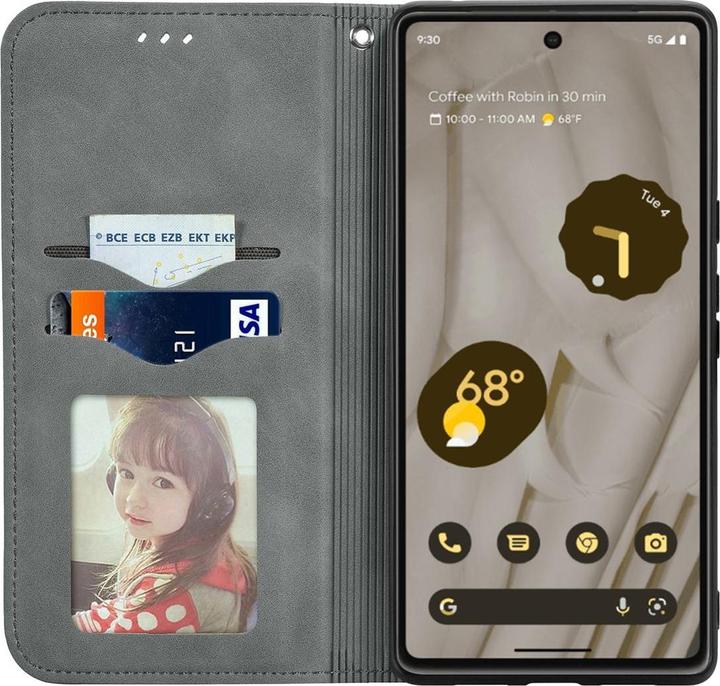 Produktbild König Design Hülle Handy Schutz für Google Pixel 7A Case Cover Klapp Tasche Wallet Etuis Neu (Google Pixel 7a)