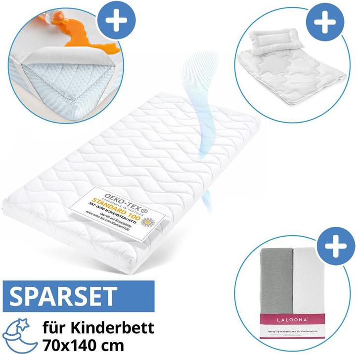 Actual product image Julius Zöllner 6-piece mattress set for cot 70x140cm - Baby mattress Baby mattresses & children's mattresses (70 x 140 x 10 cm)