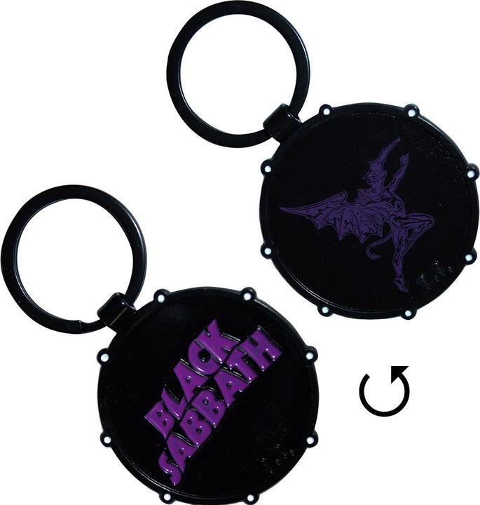 Black Sabbath Wavy Logo & Daemon Drum Schlüsselanhänger