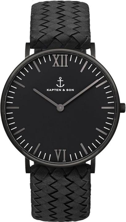 Actual product image Kapten & Son Black Midnight Woven Campina (Analogue wristwatch, 36 mm)