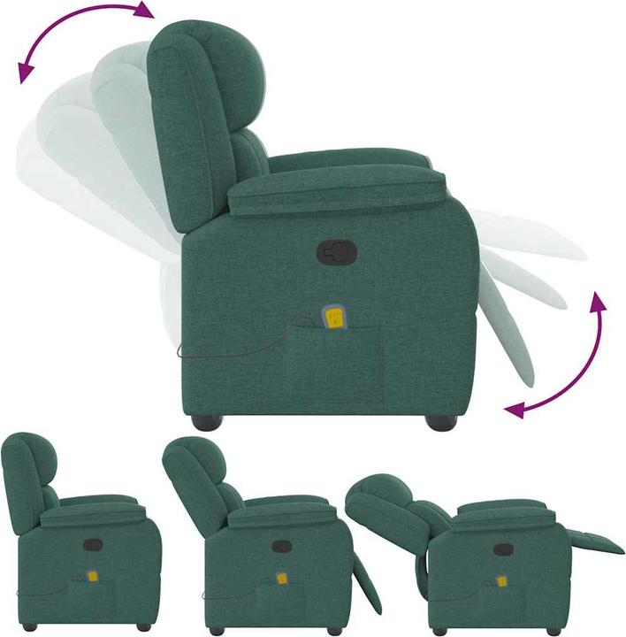 Image du produit VidaXL Fauteuil de massage Vert foncé Tissu Massage Fauteuil TV