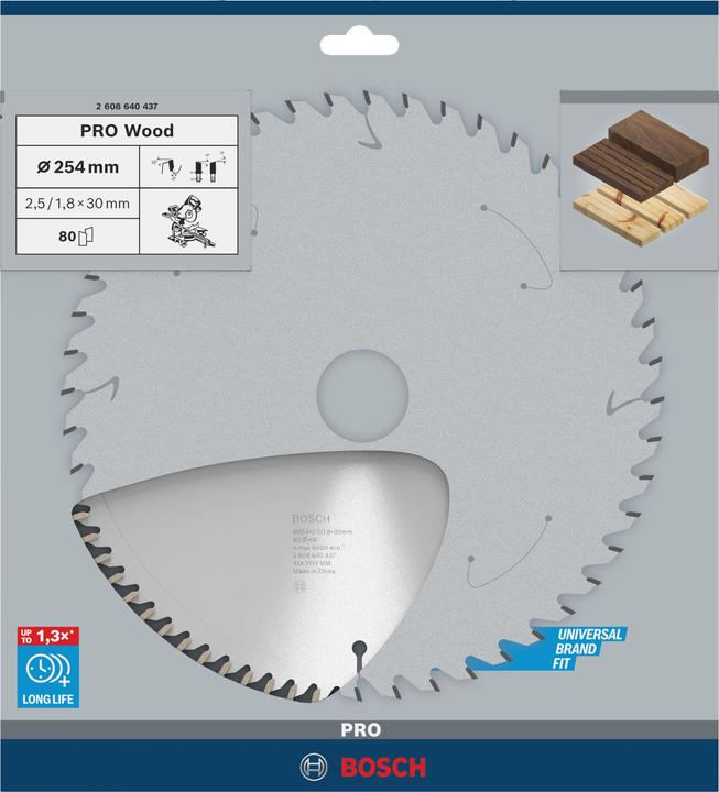 Actual product image Bosch Professional Zubehör PRO Wood circular saw blade, 254 x 2.5 x 30 mm