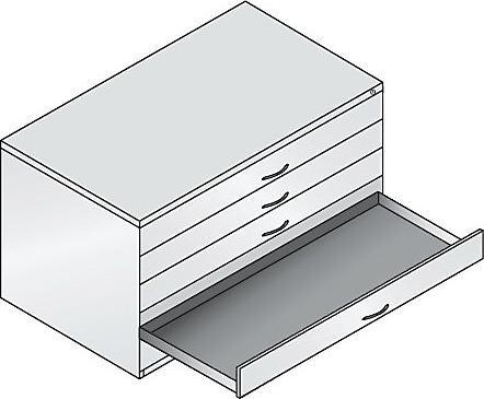 Produktbild C+P Zeichnungsschrank, DIN A0, 5 Schubladen, Höhe 760 mm, lichtgrau / enzianblau