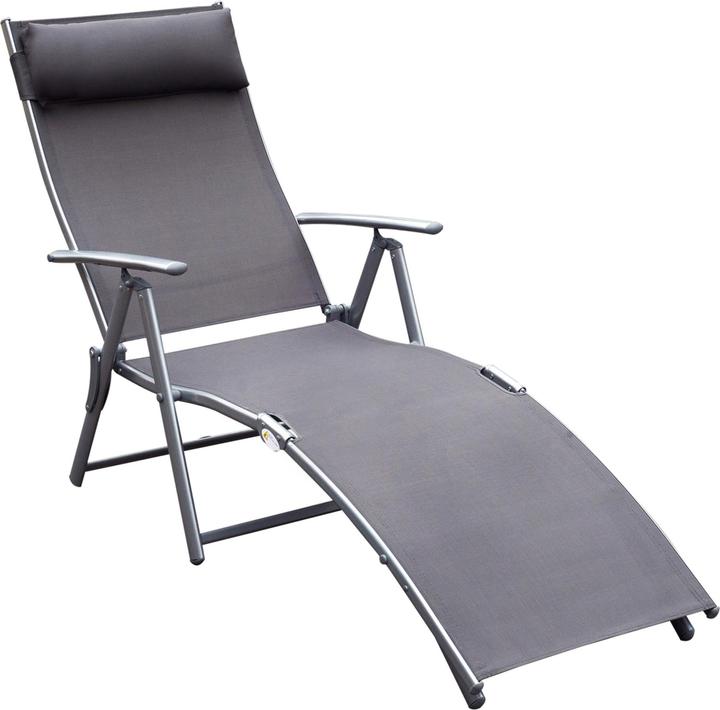 Produktbild Outsunny Gartenliege Metall, Stoff Grau (137 cm)