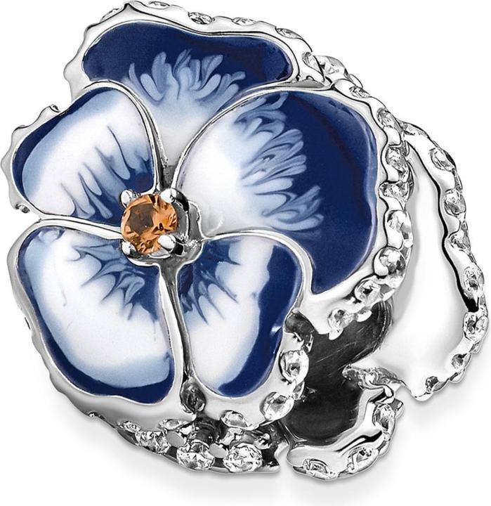 Pandora Charm blaue Stiefmütterchenblüte (1.18 cm, Sterling-Silber, Emaille)