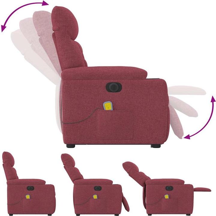 Immagine prodotto VidaXL Poltrona massaggiante elettrica con ausilio per l'assistenza in piedi in tessuto rosso vino
