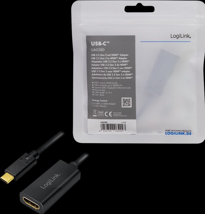 Produktbild LogiLink USB 3.2 Grafikadapter, USB-C (0.15 m, HDMI)