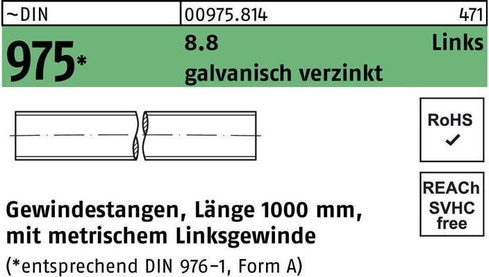 Actual product image Threaded rod DIN 975 left M 27 -LH x 1000mm 8.8 galvanised