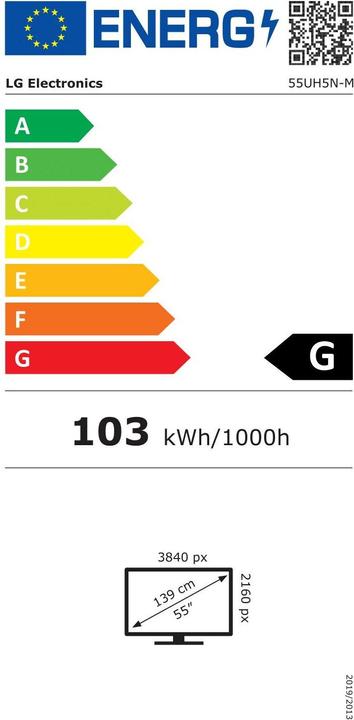 Energielabel LG Prof. Display 55UH5N-M (3840 x 2160 Pixels, 55")