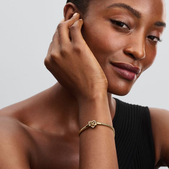 Actual product image Pandora Schlangen Gliederarmband mit Funklendem Unendlichkeits Herzverschluss (20 cm, Gold plated, Metal)
