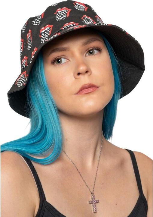Actual product image The Rolling Stones Unisex Adult Tongue Checkerboard Bucket Hat (S, M)