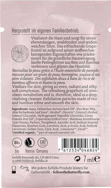 Nutritional values and ingredients Farfalla Gentle peeling grapefruit 7 ml (7 ml)