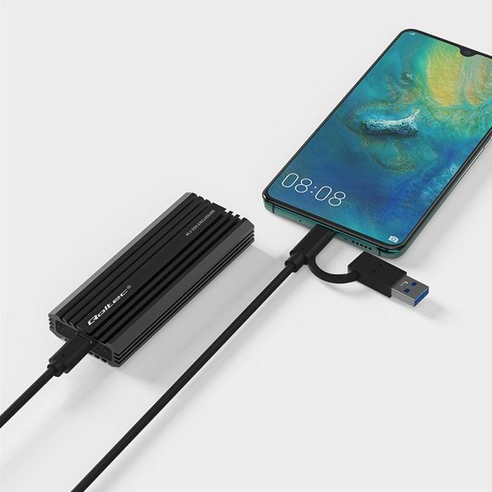 Actual product image Qoltec Obudowa | kieszeń NV2270 na dysk M.2 SSD SATA | NGFF | PCIe | USB-C (M.2)