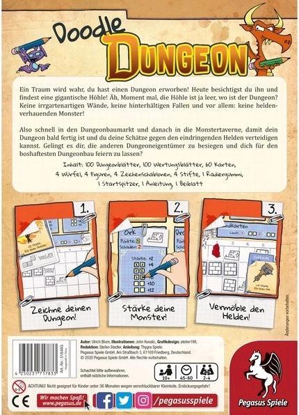 Produktbild Pegasus 51846G - Doodle Dungeon, Brettspiel, 2-4 Spieler, ab 10 Jahren (DE-Ausgabe) (Deutsch)