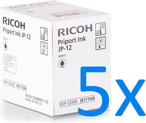Image du produit RICOH 817104JP12 Encre noire 600ml UV=5 Noir JP 1030 1235 Priport DX 3240 Priport DX 3440 (CF)