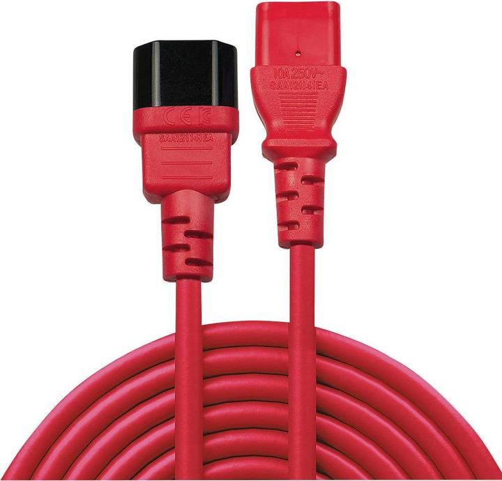 Produktbild Lindy 0,5m IEC Verlaengerung, red (0.50 m)