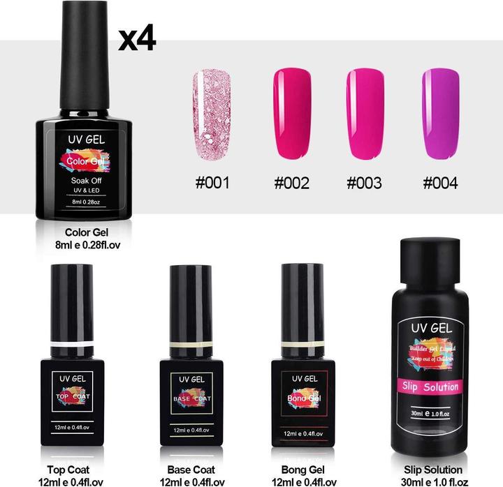 Produktbild MySweety UV Gel Set mit UV Lampe (Nagelstyling Set, 001 Soft Pink, 002 White, 003 Dude Pink, 004 Clear, 1 Temperature Change Rose Pink, 5 Temperature Change Nude)