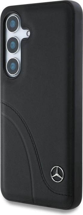 Image du produit Mercedes Leather Curved Stitches Case for Samsung Galaxy S25 - Black (Samsung Galaxy S25)