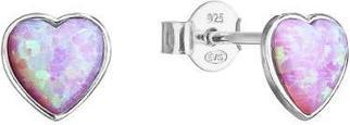 Evolution Group Silver earrings Hearts with opals 11337.3 pink (L) (Silber)