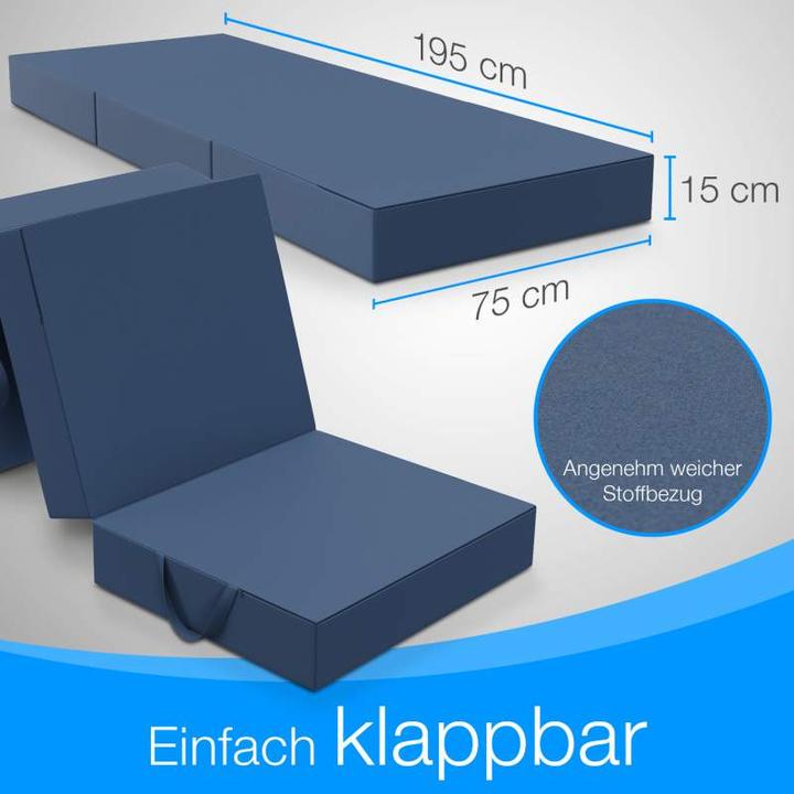 Actual product image Bestschlaf Klappmatratze, 3-teilige Faltmatratze, Reisebett, Gästematratze (75 x 195 cm, Foam core)