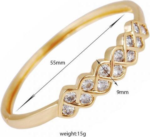 Hermex LUXUS Gold veredelt Armreifen Armband Charms Zirkonia - Gold (5.50 cm, Kupfer-Nickellegierung)