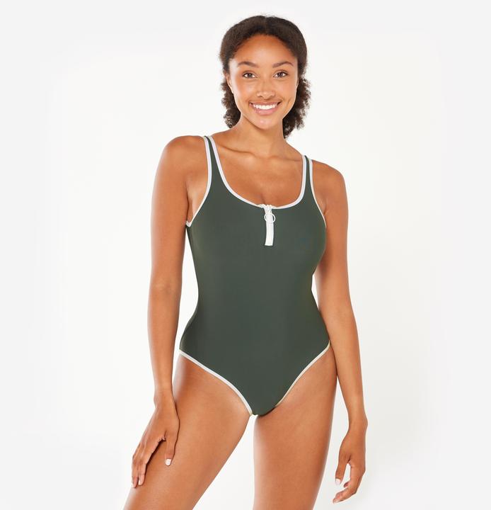 Image du produit Nabaiji Maillot de bain 1 pièce natation Femme - Heva Joy zip kaki (40, 42)