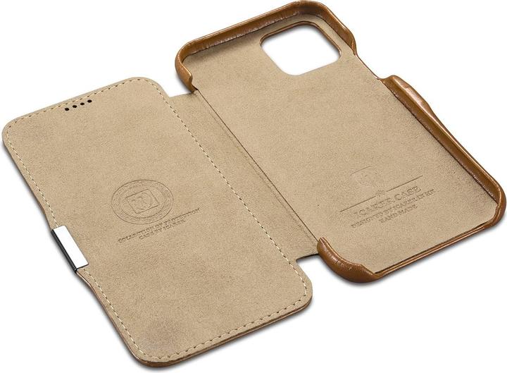 Image du produit iCarer iPhone 11 - Luxury Series Echtleder Flip Case Kastanienbraun (RIX1108-GG) (Apple iPhone 11)