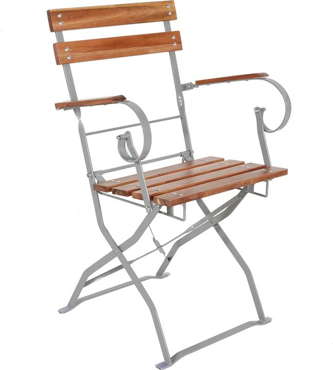Produktbild Mojawo Biergarten Klappstuhl Klappsessel Gartenstuhl Armlehne Akazienholz 53,5x47x84cm