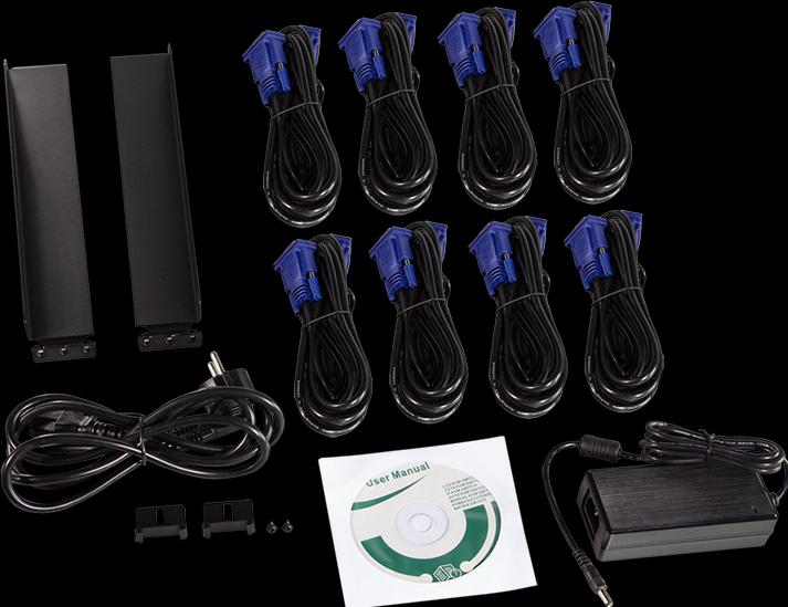 Actual product image LogiLink 17" LCD KVM console with KVM switch, 8 port, black