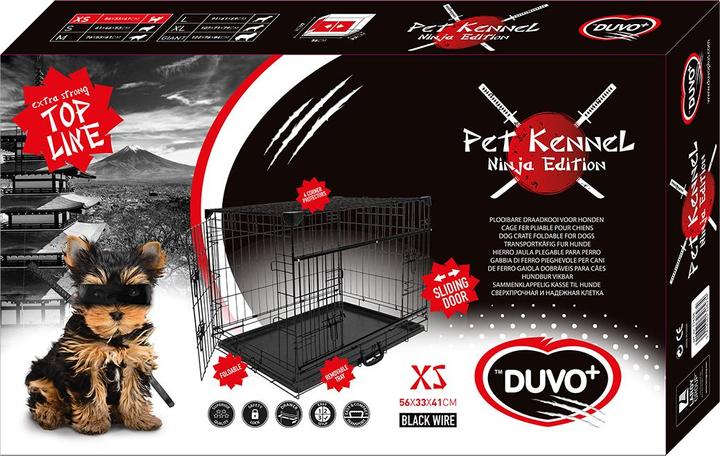 Actual product image EBI Duvo+ wire cage Ninja Edition with sliding door (Dog, Foldable, Reflectors)
