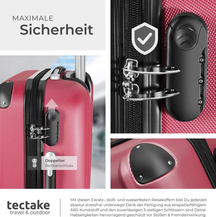 Produktbild tectake Hartschalenkofferset (95 l, M (50 - 90l), L (90 - 115l))