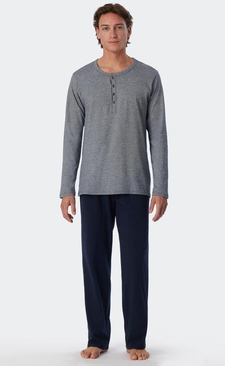 Produktbild Schiesser langer Herren Pyjama / Schlafanzug mit Knopfleiste (64)