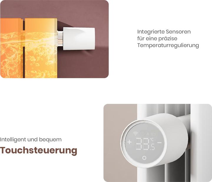 Produktbild Emke Smart Heizkörperthermostat, LED-Display, App-Steuerung, kompatibel mit Alexa & Google Assistant, ink