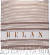 Image du produit Ootb Fouta hammam blanc/crème/marron, Relax (80 x 170 cm)