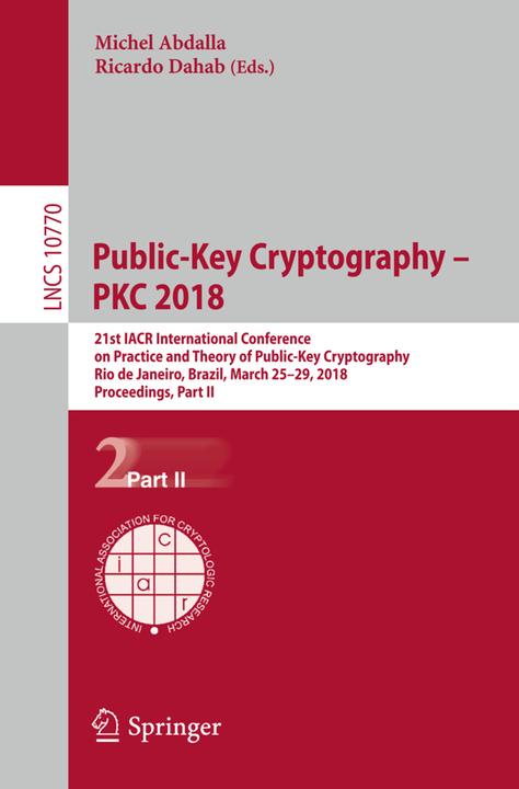 Actual product image Public-Key Cryptography - PKC 2018 (Michel Abdalla, Ricardo Dahab, 2018)