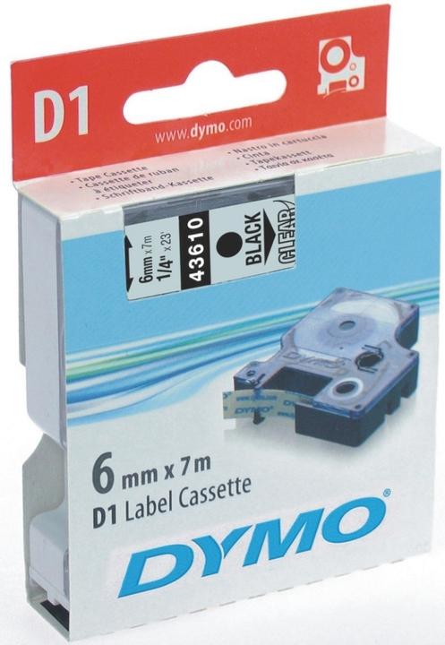 Produktbild Dymo D1 Schriftband 43610 6mmx7.0m schwarz->transp. (0.60 cm, Transparent, Schwarz)