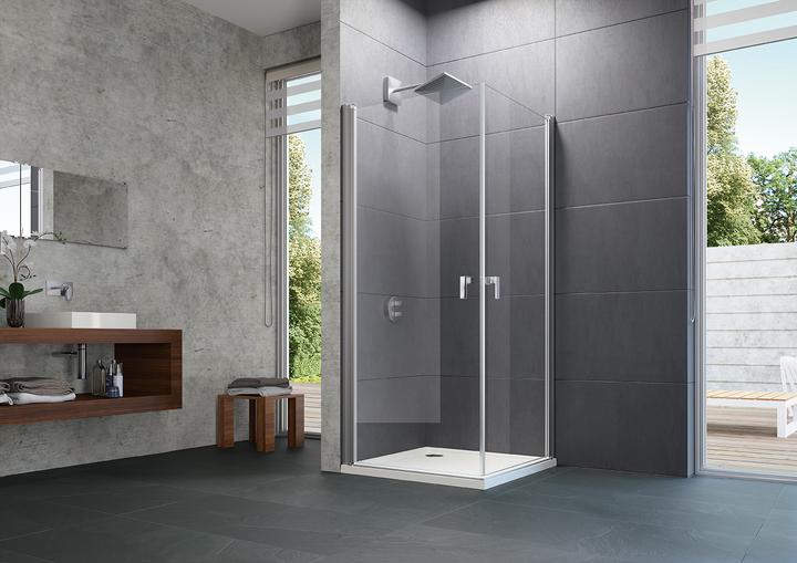 Actual product image Hüppe Design pure swing door width: 90cm stop left & right for shower tray (200 cm, 97 cm, 11 cm)