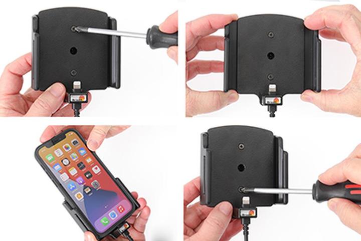 Produktbild Brodit einstellbarer Halter (seitlich) Aktiv USB, 12/24V, für APPLE iPhone 14 Pro, inkl. USB-Ladege