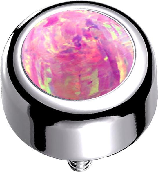 Star Piercing Dermal Anchor Zylinder silber mit Opal pink (ohne Messing, Titan G23)