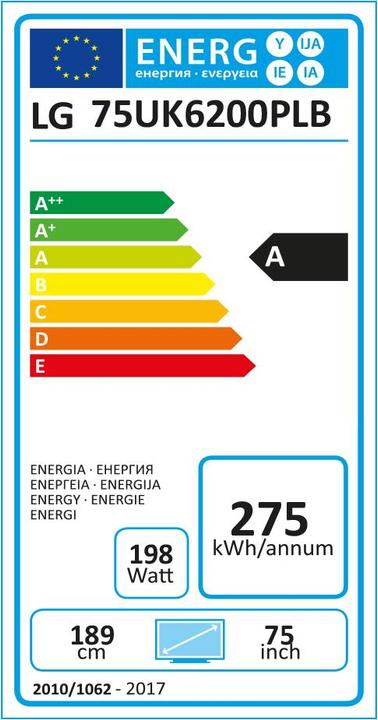 Energy Label LG 75UK6201 (75", LCD, 4K, 2018)