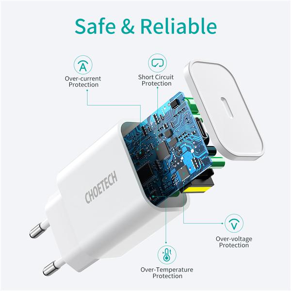 Produktbild Choetech Schnellladegerät PD 20W USB-C weiss (20 W)