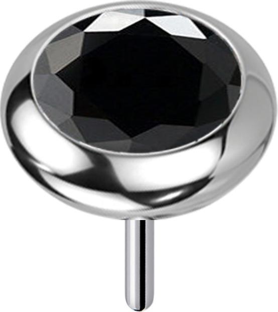 Immagine prodotto Star Piercing Disco senza fili in argento con cristallo arrotondato nero (senza ottone)